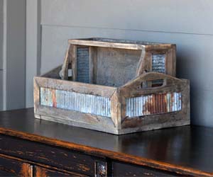 Farmhouse Style: Tin Sided Totes (set)
