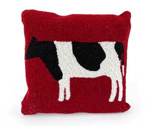 Farmhouse Style: MaryJane's Home Latch-Hooked Decorative Cow Pillow