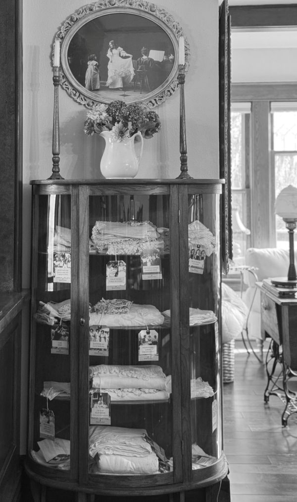 black and white linen cabinet