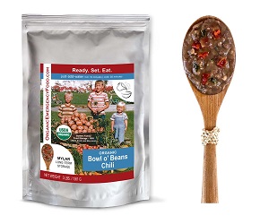 Organic Bowl o Beans Chili  emergency, emergency food, dehydrated food, organic bowl o beans, chili, beans