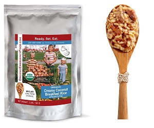 Organic Creamy Coconut Breakfast Rice dehydrated emergency food meal breakfast rice coconut organic vegan