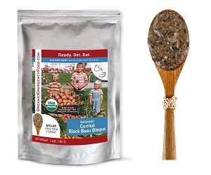 Organic Curried Black Bean Bisque dehydrated, emergency, meal, just add water, organic, black beans, curried, bisque