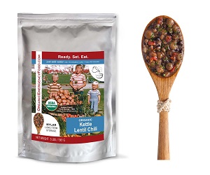 Organic Kettle Lentil Chili  dehydrated emergency meal food dinner just add water organic chili