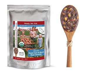 Organic Sweet Corn & Black Bean Chowder  dehydrated emergency meal food dinner just add water organic corn bean chowder soup